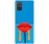 Funda compatible con Samsung Galaxy A71 - Beso fondo Azul