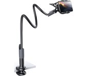 Soporte para teléfono móvil con cuello de ganso, soporte de cama flexible, clip de trípode ajustable Lazy Arm 360, adecuado para iPhone, Samsung y otros teléfonos inteligentes, negro.