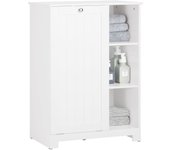SoBuy BZR105-W Armario de Baño Mueble de Almacenaje con 1 Cesto para Colada y 3 estantes Blanco 60 x 37 x 86 cm ES