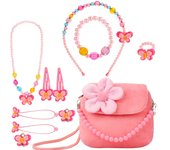 Conjunto de joyas para niños Monederos de peluche para niñas pequeñas con collar, pulsera, anillo y aretes Conjunto de joyas Lindo bolso Mi primer monedero para niñas pequeñas Disfrazarse