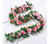 2pcs 10Heads Artificial Rose Silk Vine Flowers Wall Plants Fake Rose Flowers Rattan Garland Wedding Party Home Garden Decoration