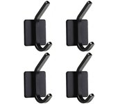 Ganchos adhesivos Ganchos para toallas Ganchos de pared resistentes Ganchos para puertas de acero inoxidable impermeables Estantes de cocina/baño Perchas antideslizantes para toallas, albornoces, bolsos y abrigos (4 piezas, negro), Sunny