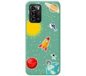 Funda Silicona Líquida Verde para ZTE Blade A72 diseño Espacio Dibujos