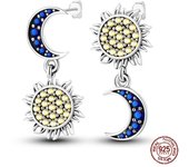 Earrings For Women 100% 925 Silver Plate Golden Sunflower Cherry Pendant Earrings Fine Wedding Engagement Party Jewelry Gifts