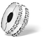 PANDORA Pandora doble anillo pavé clip fijo plata 925 cuentas DIY exquisitas