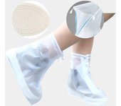 Fundas impermeables para botas de lluvia, fundas antideslizantes para zapatos con control de arena, suela de goma de PVC, reutilizables, para botas de lluvia y nieve (M, transparente)