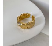 ANENJERY Silver Color Irregular Tin Foil Rings for Women Men Geometric Concave Convex Adjustable Ring Party Jewelry