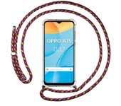 Tumundosmartphone Funda Colgante Transparente para Oppo A15 con Cordon Rosa / Dorado