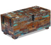 vidaXL Mesa de centro baúl de madera maciza reciclada 80x40x35 cm Marrón, Multicolor, Mesita de Salón o Comedor o Auxiliar Mesa de Café Meuble Salón