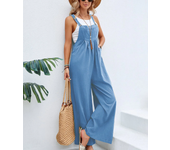 Womens jumpsuit pants popular Amazon European and American womens clothing wide leg pants, solid color casual suspender pant