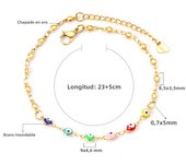 LUXUSTEEL 2022 Boho Anklets Stainless Steel Gold Color Enamel Round Evil Eye Leg Chain Summer Jewelry Gift For Women Girlfriend