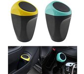 2PCS Auto Car Trash Basura puede Mini cubo de basura Basura Almacenamiento de residuos para el escritorio de la oficina del hogar del coche （Amarillo, Azul）