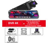 10 Inch 4K Car Mirror DVR For Universal Car Touch Screen Video Recorder Rearview 2160P Front Mirror Dash Cam & 1080P Rear Camera