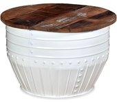 vidaXL Mesa de centro forma de barril madera maciza reciclada Blanco, Negro, Mesita de Salón o Comedor o Auxiliar Mesa de Café Meuble Salón