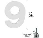 Placa de Metal Wolfpack '9' Plateado Mate 10 Cm con Tornillería Oculta