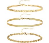 3Pcs Stainless Steel Anklet Set For Women Snake Twisted Rope Chain On Foot Female Summer Beach Ankle Bracelet Never Fade Jewelry