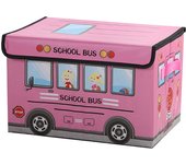 New Large Collapsible Storage Box Cartoon School Bus Foldable Kids Room Toy Box Car Snack Box Home Storage Moisture-proof Box