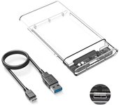 PORCHEDDU Caja Disco Duro 2,5 USB 3,0, SATA III de 5 Gbps Transparente Sin Herramientas Amplia Compatibilidad