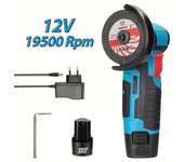 Mini Amoladora Angular Inalámbrica 12V con 2 Baterías y Cargador 1500mAh Lijadora Pulidora Cortadora Ligera 1300g Motor de 19500 RPM Seguridad Protección Portátil para Bricolaje Herramienta Eléctrica amoladora angular inalámbrica