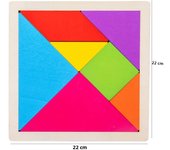 Wooden Tangram Puzzles For Kids With 7 Colored Pieces,Educational Brain Teaser Learning Toy For Boys And Girls Fun Party Favor