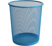 TECHZOCO Papelera Malla Metalica, Cesto basura redondo metálico, Papelera oficina, Cubo de Basura, Papelera Escritorio, Papelera Baño, 26.5 cm alto x 23.5 cm diámetro, 12 Litros, Azul