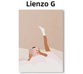 Leisure Life Bohemia Girl with Bed Champagne Sleep Tub Book  Coffee Prints  Wall Art Canvas Posters for Living Room Decor