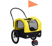 Pet Bike Trailer Trolley Jogging 2in1 Amarillo y Negro