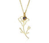Birthstone Flower Necklaces For Women Girls Gold Color Stainless Steel 12 Month Flower Necklaces Birthday Jewelry Gift 2024 New