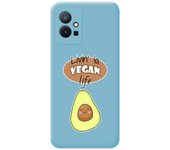 Funda Silicona Líquida Azul para Vivo Y55 5G diseño Vegan Life Dibujos