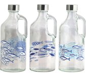 CAPRILO REGALOS & DECORACIÓN Set de 3 Jarras de Mano Decorativas de Cristal para Agua "Banco de peces ". Vidrio. Vajilla. Decoración Hogar. Regalos Originales. 10 x 10 x 25 cm.