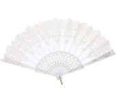 Abanico de mano estilo chino Abanico de mano plegable grande Abanico de mano nupcial Abanico de mujer con borla Abanico de actuación para festivales Accesorios decorativos para el hogar (blanco)