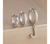 3PCS A-Z Letters Hoop Earrings Set For Women Fashion Stainless Steel Alphabet Huggie Cartilage Earring Piercing Jewelry Aretes