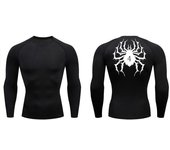 Spider Print Compression Shirts for Men Sporty Quick Dry Tees Tshirts Tops Gym Workout Running Undershirts Baselayers Rash Guard