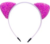 Glitter Cat Ears Headband Kitty Headband for Girls and Women Sparkly Hair Hoop Shiny Hairbands Hair Accessories for Daily