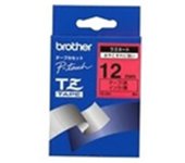 Brother Gloss Laminated Labelling Tape - 12 mm, Black on Red
