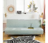 Funda para Sofá Cama sin Brazos, Antideslizante, Plegable, con Estampado Elástico, Protector de Asiento para 2 a 3 Plazas (Lino Gris)