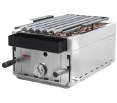 MBH - Barbacoa a gas profesional de piedra volcánica 35 cm económica para hostelería. Barbacoa industrial parrilla pavonada para bar, restaurante.