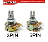 5pcs WH148 B1K B2K B5K B10K B20K B50K B100K 3PIN 6PIN 15mm Shaft Amplifier Dual Stereo Potentiometer 1K 2K 5K 10K 50K 100K 500K