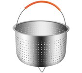 Cesta para cocinar al vapor, cesta para cocinar al vapor de verduras de acero inoxidable 304, cesta para cocinar al vapor arrocera, cesta para cocinar al vapor a presión con mango cubierto de silicona para cocinar verduras y alimentos