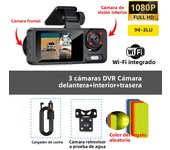 1080P 3Channel Dash Cam for Car DVR Video Recorder WIFI APP Dashcam Front and Rear View Camera Night Vision Car Accessories