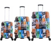 SAXOLINE Set de 3 maletas, colección The Big Apple, material ABS, tamaño S, M y L, 32L / 66 L / 95 L