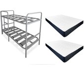 Duérmete Online Litera Metálica Reforzada 90 x 190 + 2 Colchones Viscoelásticos Viscoblack