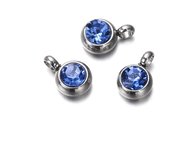10Pcs 6mm Stainless Steel Birthstones Charms Pendants Rhinestone Crystal Beads Pendant for Necklace Bracelet Jewelry Making