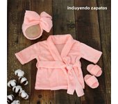 Baby Bathrobe Clothing Soft Fleece Robe Headscarf Shoes Newborn Photography Props Outfits Infant Boy Girl Costume Towel Sets