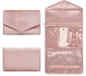 Rollos de joyería, Rollo Organizador de joyas de viaje, Caja de joyería plegable, Bolsa de almacenamiento de joyas para Mujeres Viaje-Anillos, Collares, pendientes, pulsera, Relojes, broches