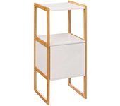 Mueble Auxiliar Baño Natureo Estilo Nórdico 1 Puerta Color Blanco y Bambú 33x80x33 cm