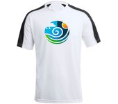 MERCHANDMANIA CAMISETA TÉCNICA FRANJA MANGAS NEGRA logo profesional meteorologia clima climatico tshirt