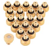 Paquete de 20 boquillas nebulizadoras de latón para sistemas de refrigeración al aire libre y control de polvo en invernaderos, orificio de 0,012 pulgadas (0,3 mm) 10/24 UNC