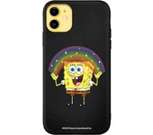 Funda original compatible con iPhone 11 Negro con un diseño de Bob Esponja Arco Iris