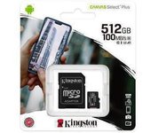 MicroSD Kingston Canvas Select Plus 512GB HC clase 10 ultra con adaptador